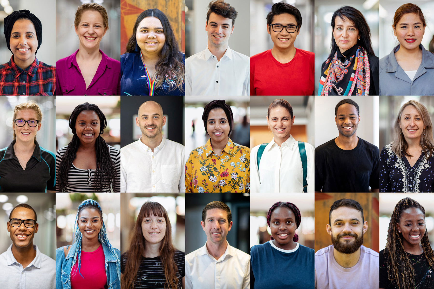 Photo Collage of peoples faces.