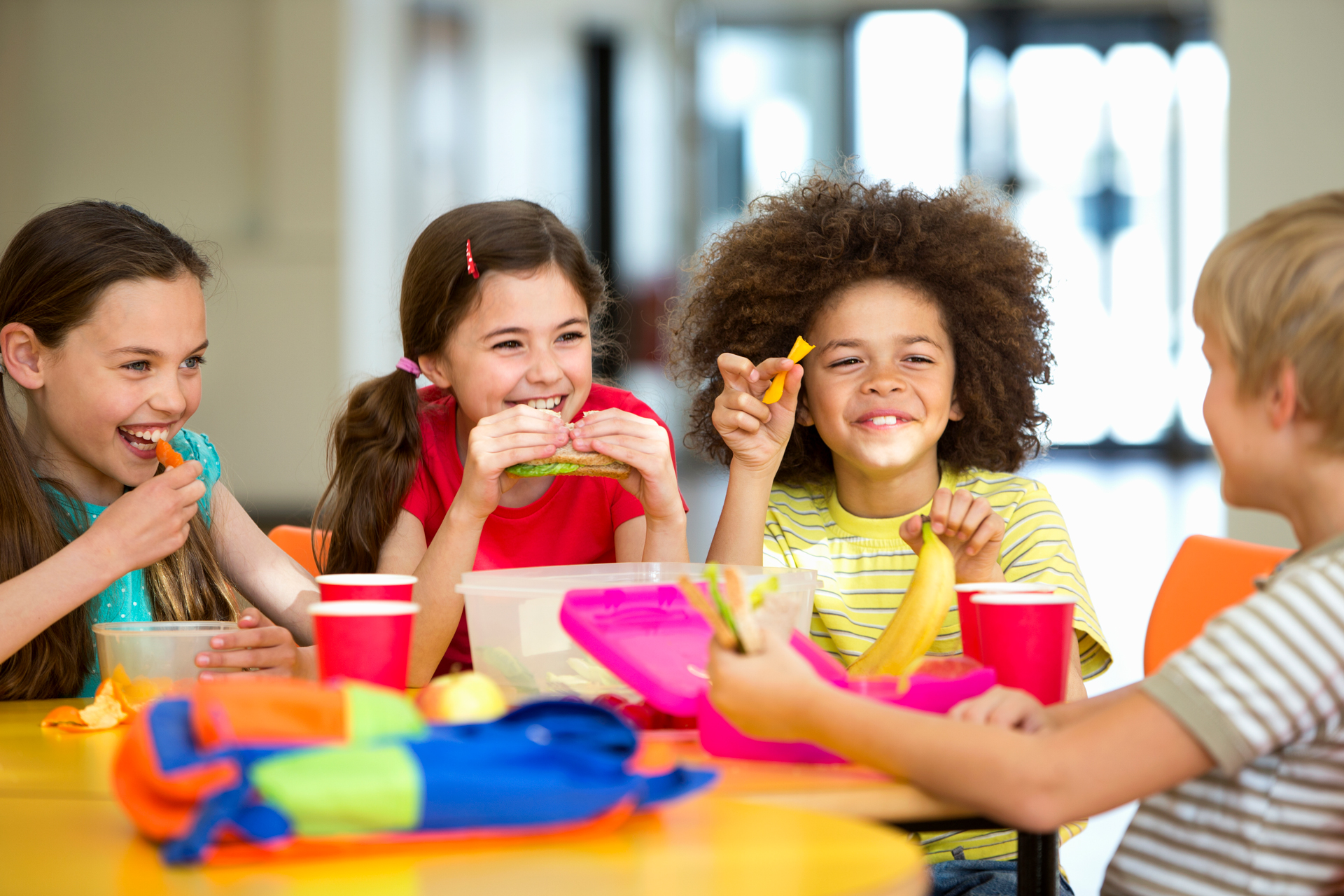 Kids Eating In Cafeteria