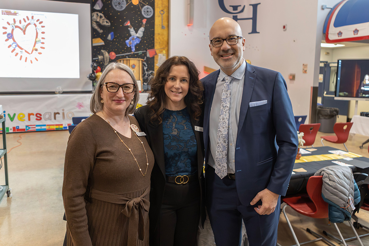 Martine Sawatzky, Education Director, Jo Pitman, Chief Superintendent CBE and Carlos Berrozpe Peralta, Spanish education attaché in Canada.