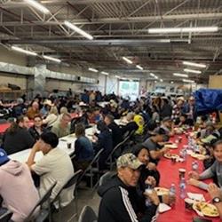 Group enjoy the CBE Stampede Breakfast