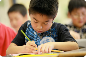 Boy in class